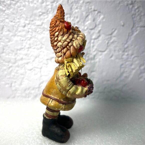 Whimsical Girl Harvest Scarecrow Figurine Autumn Produce Straw Hair Big Smile - Picture 4 of 7